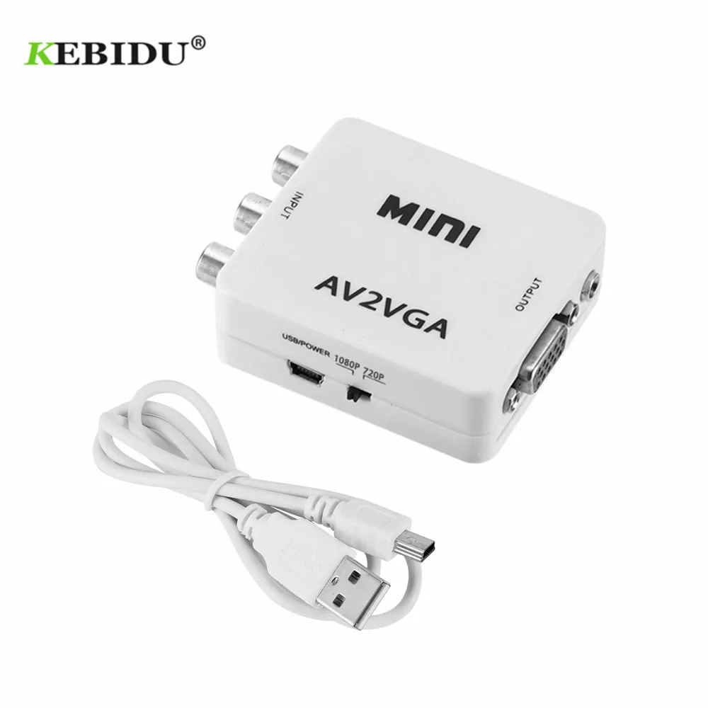 Мини конвертер KEBIDU HD VGA в AV адаптер с 3 5 мм аудио для ПК ТВ компьютер телевизор топ