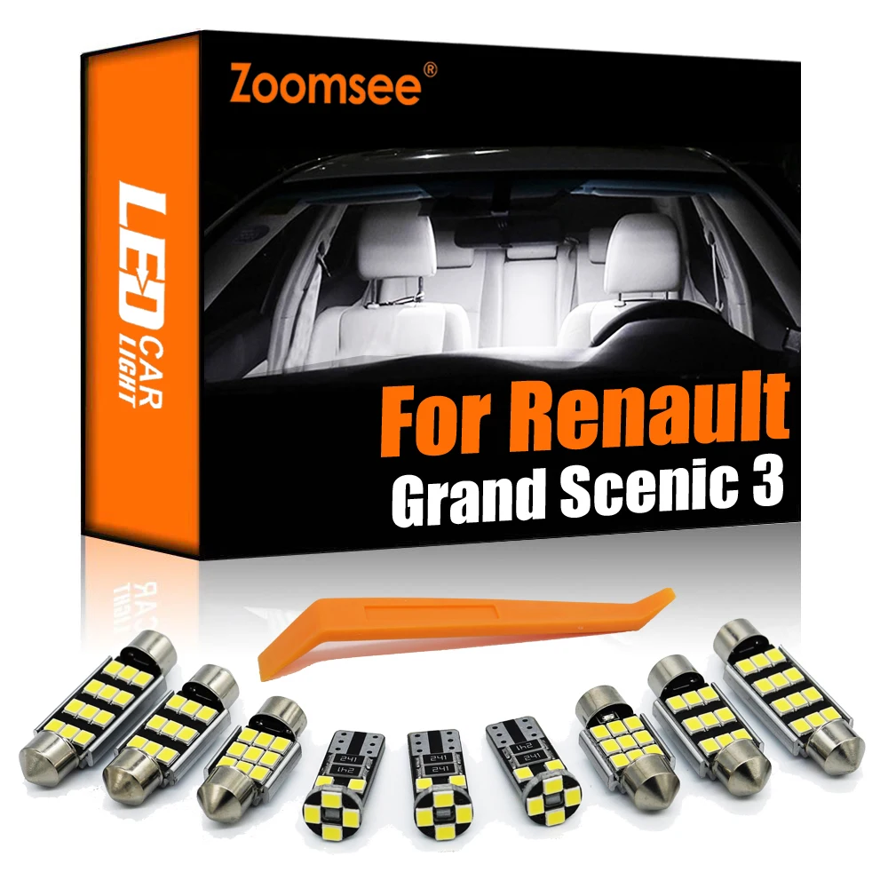 

Zoomsee 20 шт. без ошибок для Renault Scenic III 3 MK3 2009-2016 Canbus Авто лампы светодиодный в помещении салона Купол Чтение светильник комплект
