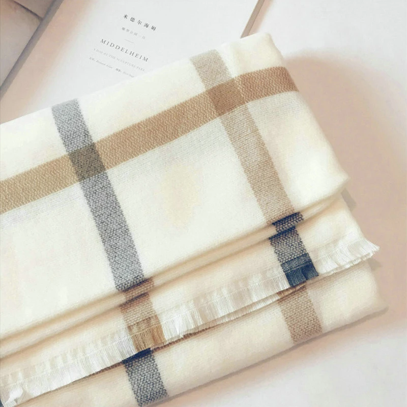 

New comfortable wild thick soft plaid big lady sweet scarf warm couple temperament long fresh simple scarf cute knit shawl