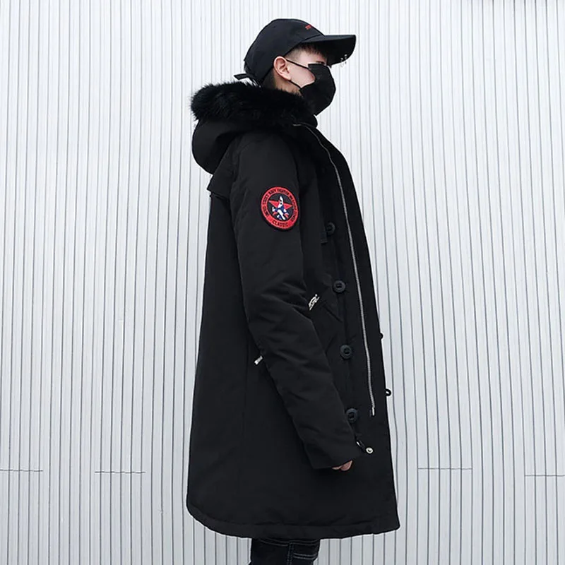 April MOMO Fashion Winter New Fur Jacket Men Warm Coat Fashion Casual Parka Medium-Long Thicken Cotton Coats Hip Hop Jacket