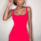 Женское мини-платье с запахом, розово-Красное Облегающее платье без рукавов с открытой спиной, неоновое Клубное платье для вечеринки на лето