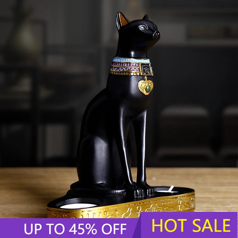 

16X20cm Egyptian Cat Figurine Statue Decoration Vintage Cat Goddess Bastet Statue Home Garden