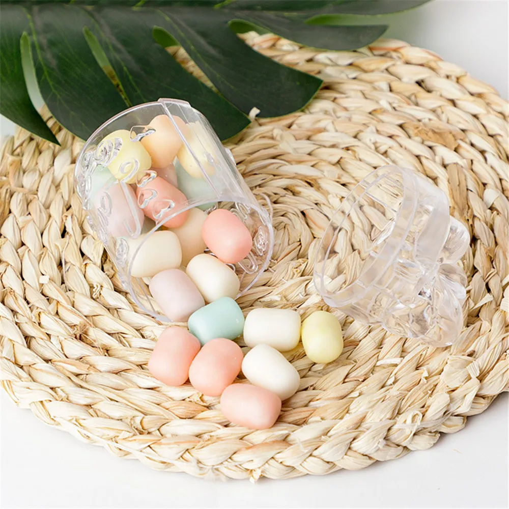 

1Pcs Exquisite Plastic Candy Box with Lid Candy Gift Bags Favor Boxes Package Round Candy Box Crystal Packaging Box Supplies