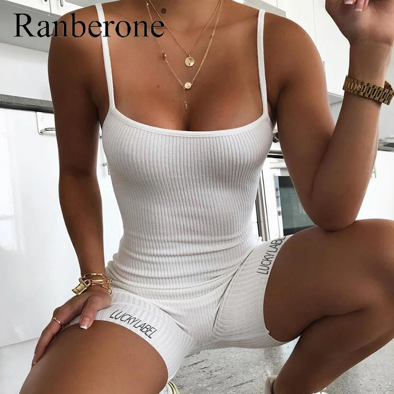 Спортивный комбинезон Ranberone на бретельках Цельный боди Женский Облегающий без