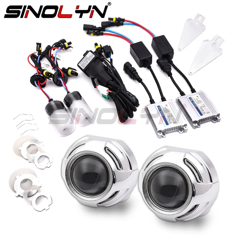 

Линзы для фар Sinolyn, полный комплект, биксеноновые линзы 3,0, H1, HID-проектор для H4, H7, 9005, 9006, автомобильные фары, аксессуары, тюнинг, стиль «сделай сам»