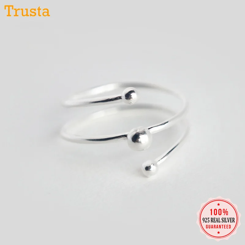 Trustdavis кольцо из серебра 100% пробы мода для женщин двойные спиральные бусы размер