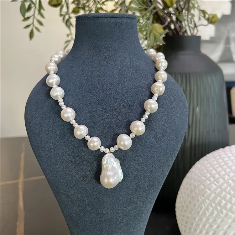 

Ожерелье из натурального пресноводного жемчуга белого цвета с жемчугом Кеши в стиле барокко, классическое для женщин