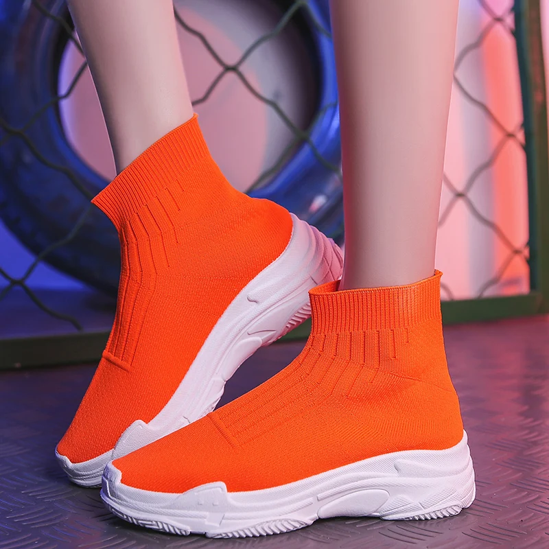 Rimocy/2019 г. Осенняя повседневная обувь на массивном каблуке женские вязаные