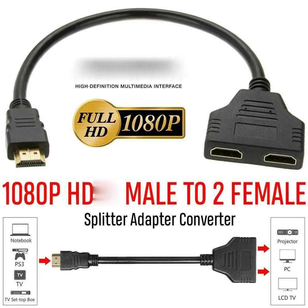 HDMI совместимый разветвитель 1080P переходник штырь гнездо для HDTV 1 вход 2 выхода