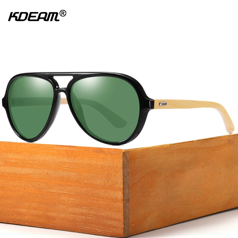 KDEAM пилот дизайн деревянные солнцезащитные очки поляризационные Открытый