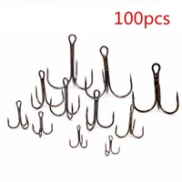 100pcs lot fish hooks high carbon steel treble hooks fishing tackle 10 12 optional fishing hooks