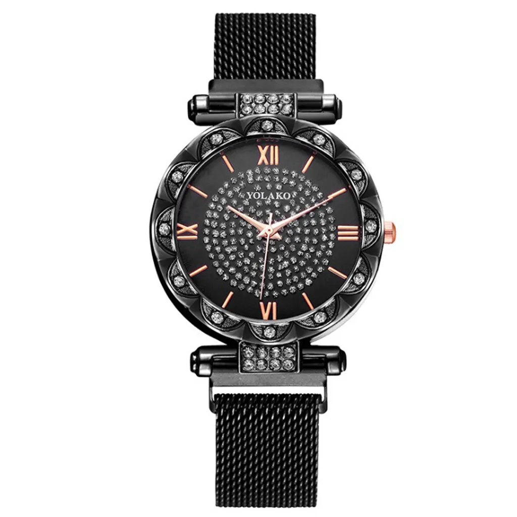 Женские часы модные с бриллиантами со звездами высокого класса магнитом камнем