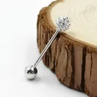 Кольцо для пирсинга языка из серебра 925 пробы, с фианитом