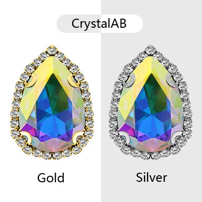 crystalAB Стразы с каплевидными камешками 10x14 мм, разноцветные блестящие кристаллы, стеклянные камни, отделка без горячей фиксации, пришивные стразы для одежды - Цвет: crystalAB