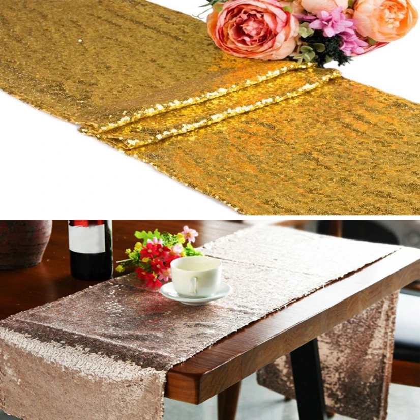 Sequins Tablecloth Table Runner Sparkly Embroider Hotel Shiny Table Cloth Formal Party Easter Kitchen Supplies Wedding Decor