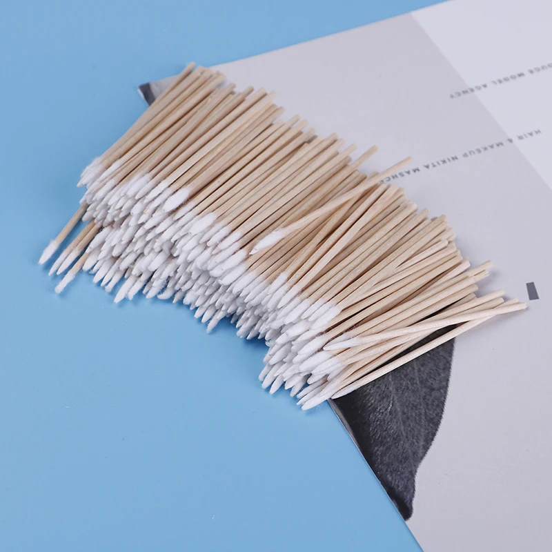 300 искусственные ватные палочки с деревянной ручкой аппликатор для макияжа