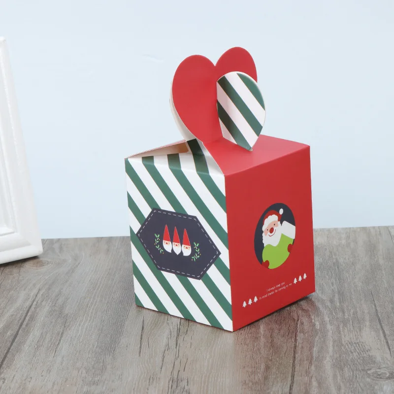 60 Pcs Christmas Gift Box Xmas Eve Fruit Packaging Paper Carton Tripe Sweets Candy Apple Party Craft Bags With Handles | Дом и сад