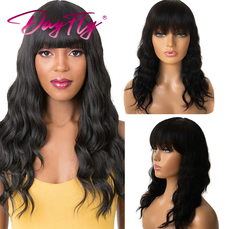 

Brazilian Hair Wavy Wig Remy Human Hair Wig With Bangs t1b 30 Bug Ombre Full Machine Made Colored Human Hair Wig For Black Women