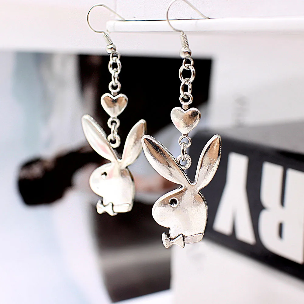 

New 2020 punk funny animals bunny dangle earring vintage hiphop rabbit head drop earrings for women girls gifts