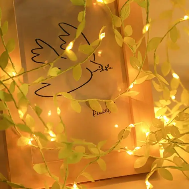 

СВЕТОДИОДНАЯ Гирлянда в виде листьев из медной проволоки, водонепроницаемая Рождественская декоративная цветная гирлянда на батарейках