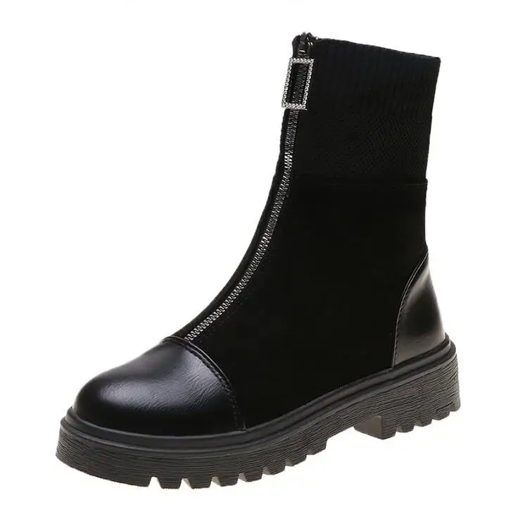 Красивая модная женская обувь на Плоском Каблуке с замком-молнией сезон