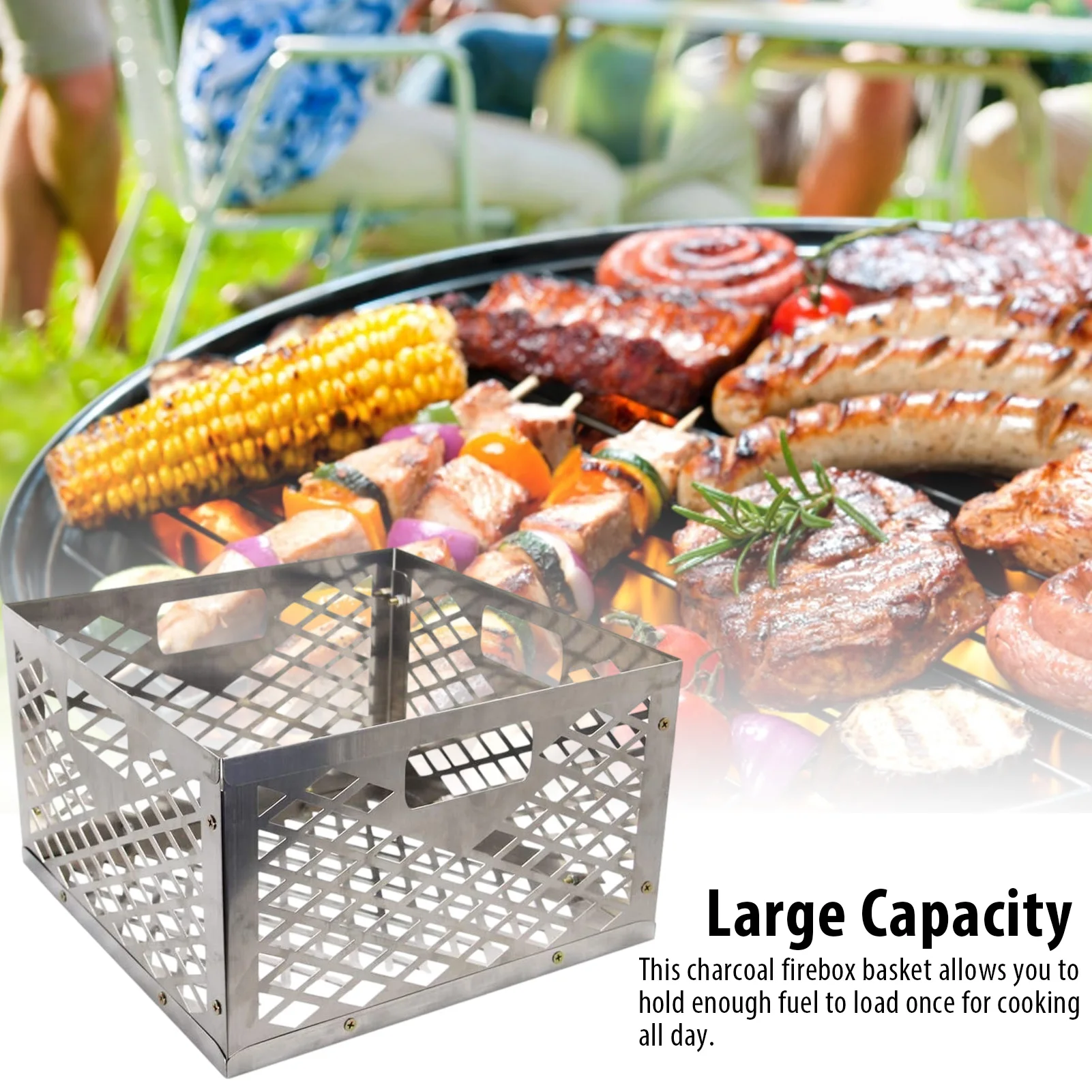 

Stainless Steel Charcoal Firebox Basket Box Portable Cooking Barbecue For Offset Smoker Tool Accessories