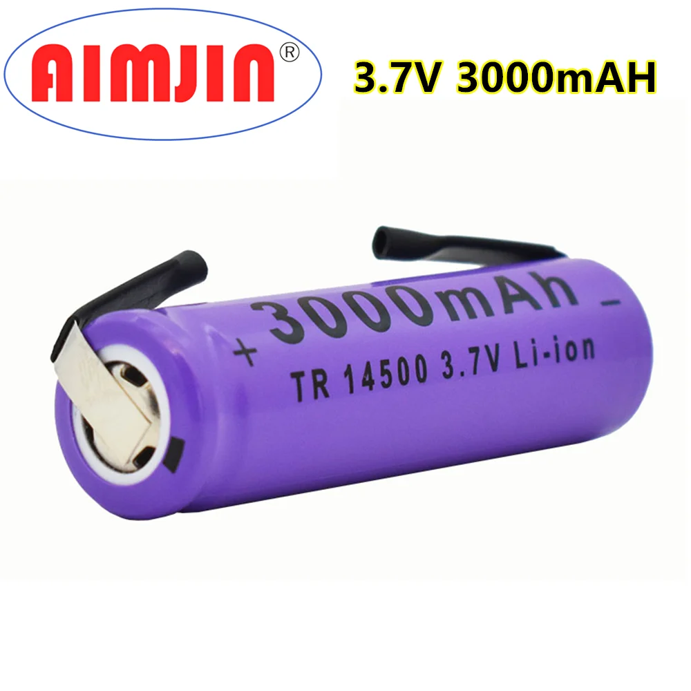 

New 14500 3.7 V3000mAh Lithium Battery Lithium Rechargeable Bateria Welding Nickel Sheet batteries For Torch LED Flashlight Toy