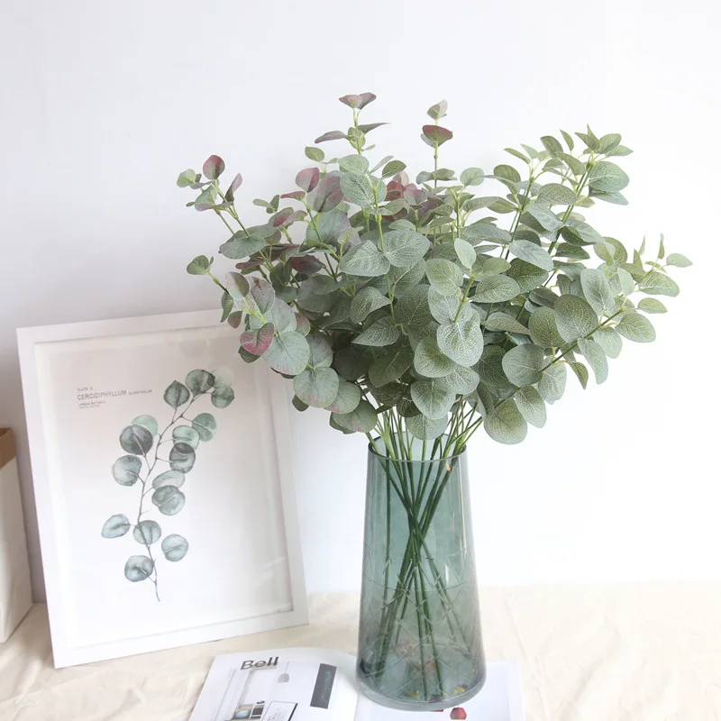 

Artificial Flower Eucalyptus Leaf Three Bunches of One Flower Pole Plant Decor Wall Hanging forBedroom Decor Tropical Decoration
