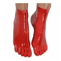 unisex short latex fetish ankle socks 5 toes for men women club wear with handmade rubber catsuit bodysuit hood mask