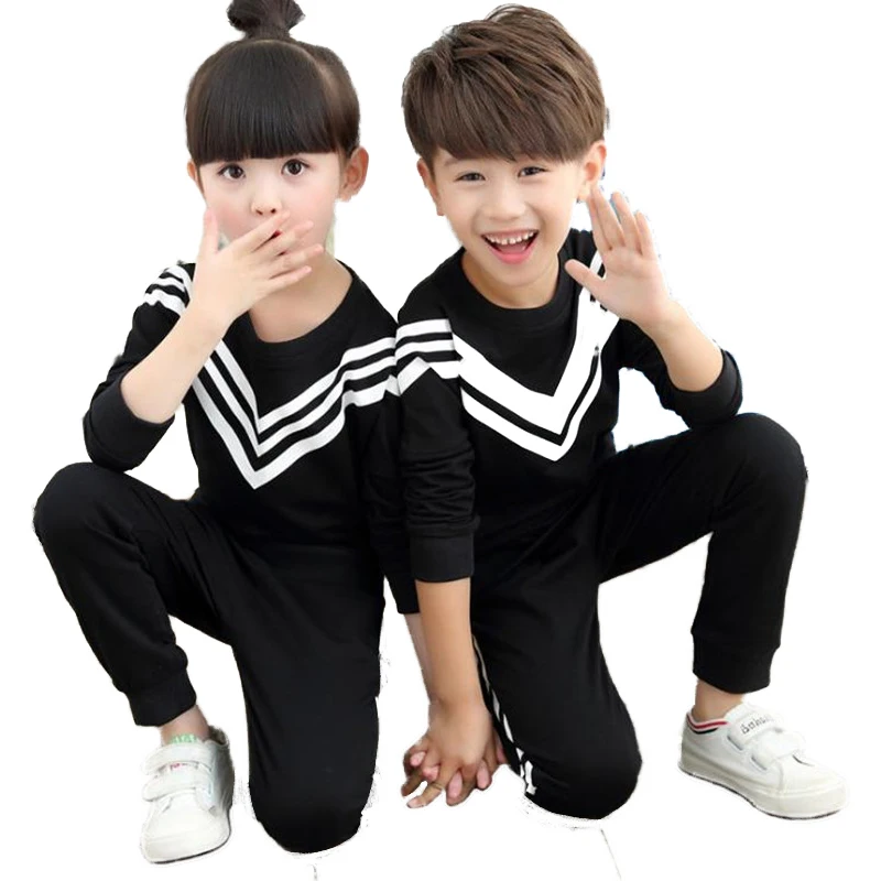 

Boys and girls, new autumn wear, big boy, round neck sweater, Navy movement, two sets of spring and autumn outfit