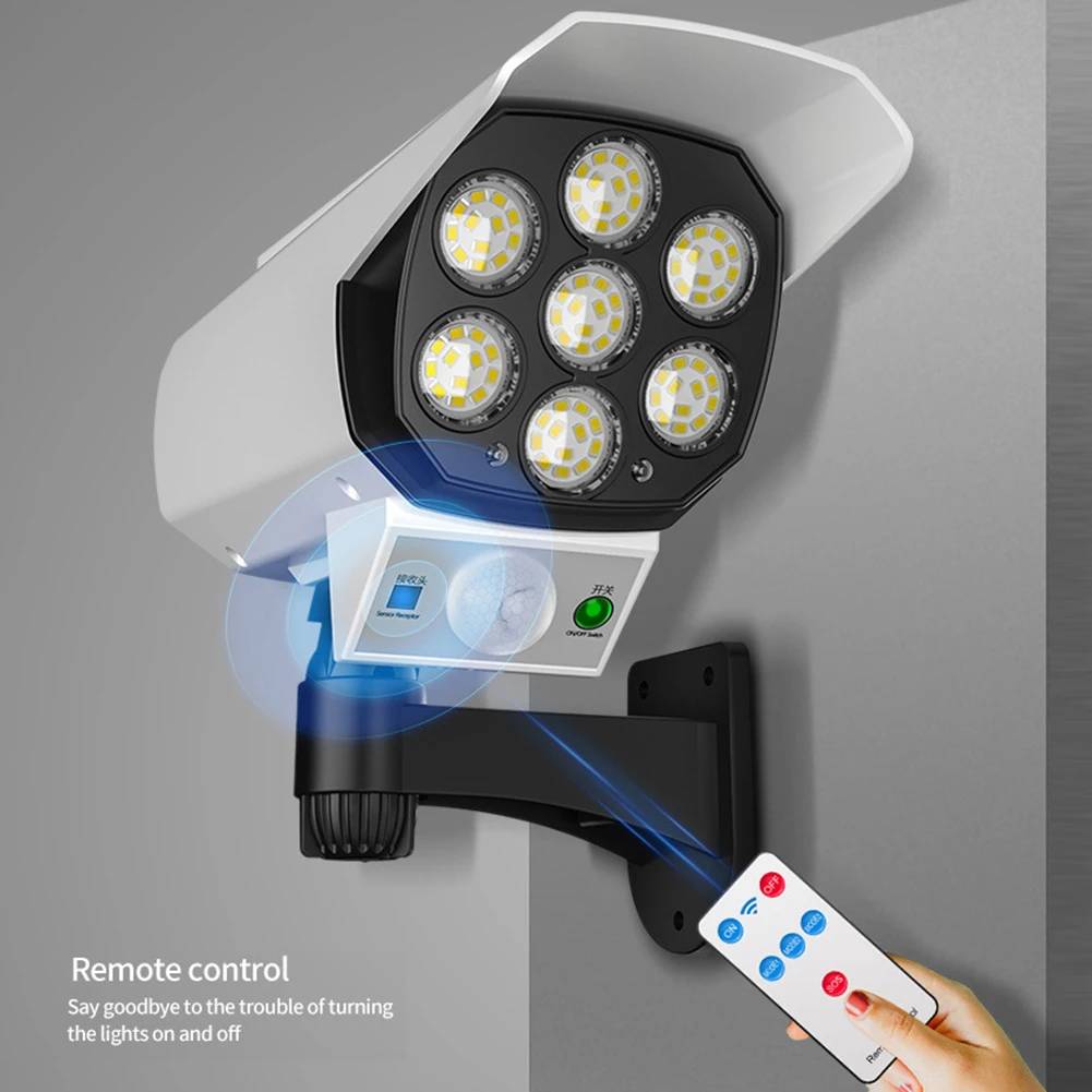 

360 Degree Rotating Simulation Monitor Solar Powered Light Household Waterproof LED Wall Lamp