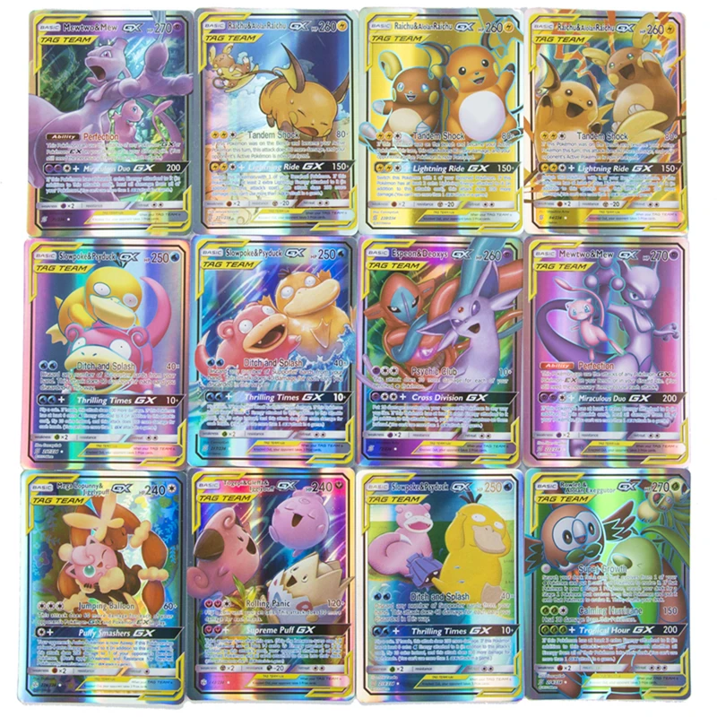 Juego de cartas de Pok&eacute;mon de 60GX Tag Team 30 V Vmax 20EX, MEGA juego de energ&iacute;a, Batalla, Colecci&oacute;n comercial, juguetes de cartas, regalos para ni&ntilde;os, novedad de 2021-0