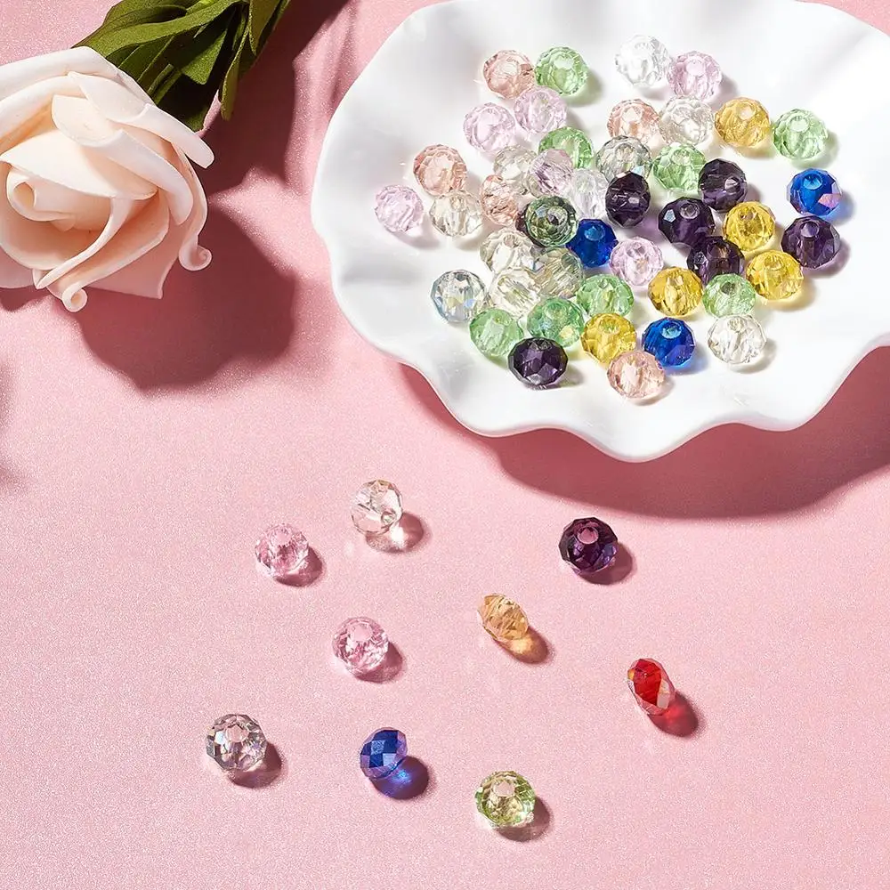 Смешанные полупрозрачные стеклянные бусины с большими отверстиями граненые