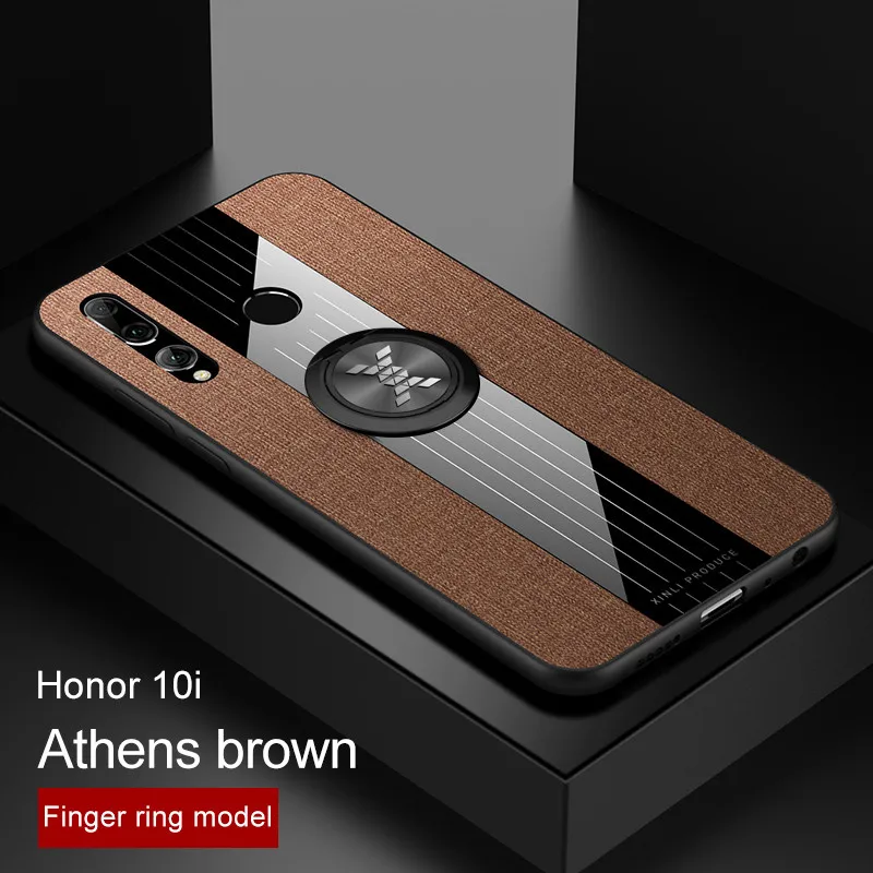 brown with ring Для huawei Honor 10i HRY-LX1T чехол металлическое кольцо-держатель подставка Магнитный чехол для Honor10i Honor 10 i 20i кожаный чехол - Цвет: brown with ring