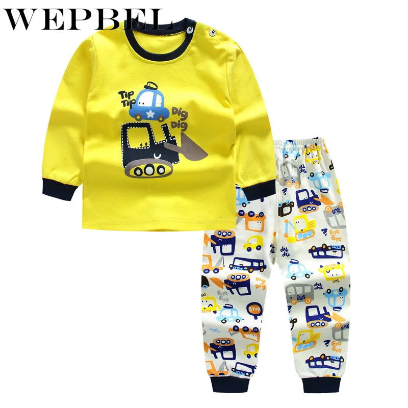 WEPBEL Newborn Infant Baby Boys Cartoon Print Sweater Tops Shirt+Pants Outfits Set Clothes Kids |