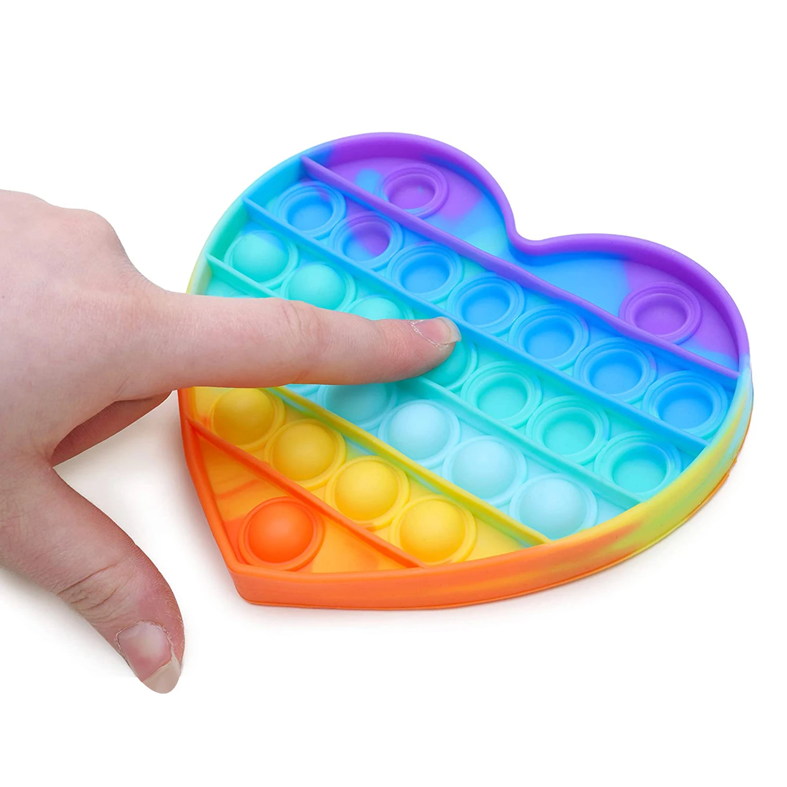 

Rainbow Love Bubble Sensory Toy Squeeze Stress Reliever Hand Toys Adult Kids Anti Stress PopIt Push Pop Bubble Fidget Toy