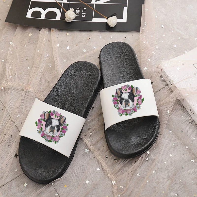

Women's Slippers Cute Bulldog slippers Cartoon Beach Slippers Indoor Home Casual Ladies Slides Bathroom Slippers Mujer