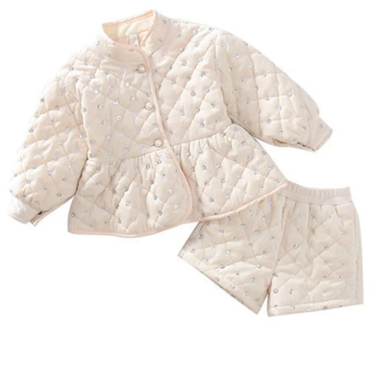 

Новинка Осень-зима 2023 модный костюм для маленьких девочек плюшевая утепленная детская одежда корейский комплект из двух предметов с блестками Повседневная Туника