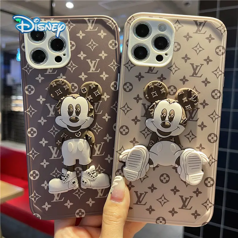 

Disney Mickey 3D Cartoon Luxury Phone Case for iPhone 13 12 11 Pro Max X XR 7 8 Plus Anti-Fall Cellphone Protective Covers