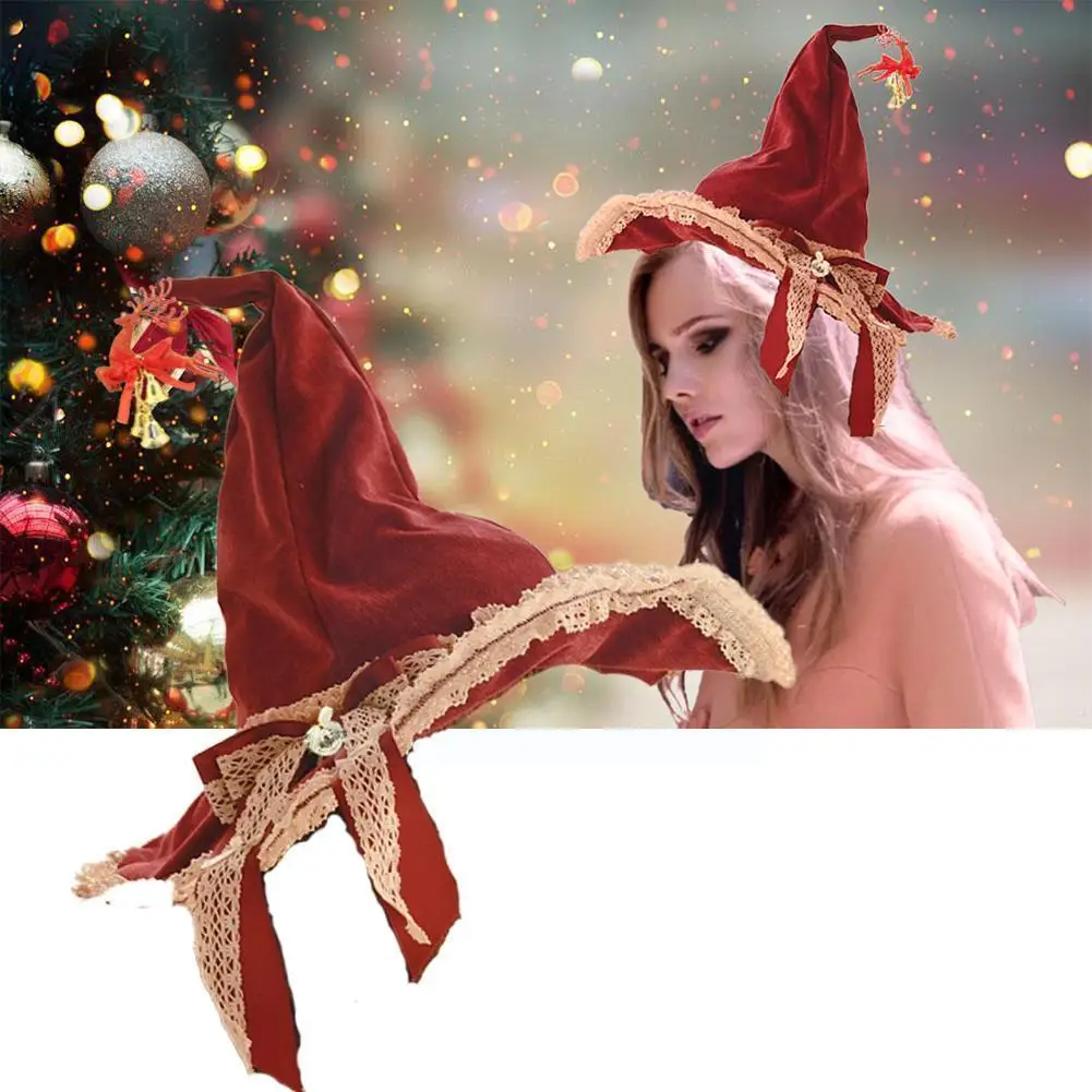 

Шляпа ведьмы, бант, фетровая подвеска в виде лося, женские шапки, рождественские украшения для женщин, аксессуары для косплея, модные шапки д...