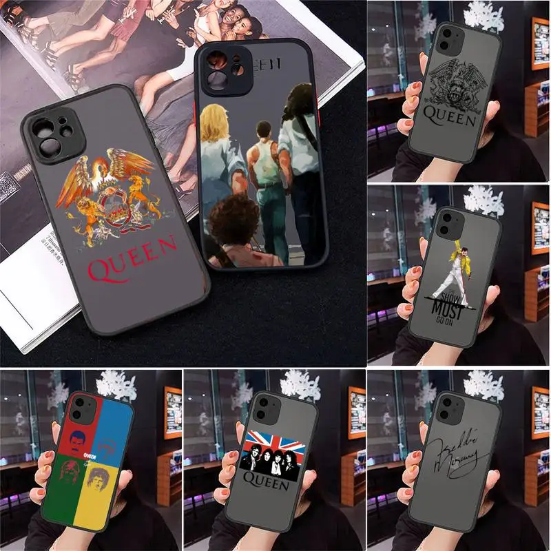 

Rock singer Freddie Mercury Queen Phone Case Matte Transparent for iPhone 7 8 11 12 s mini pro X XS XR MAX Plus cover funda