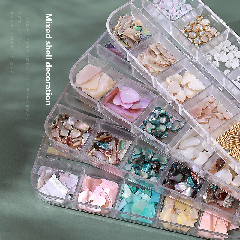 12 цветов смешанный корпус для ногтей украшения Длинная тонкая коробка тонкий из