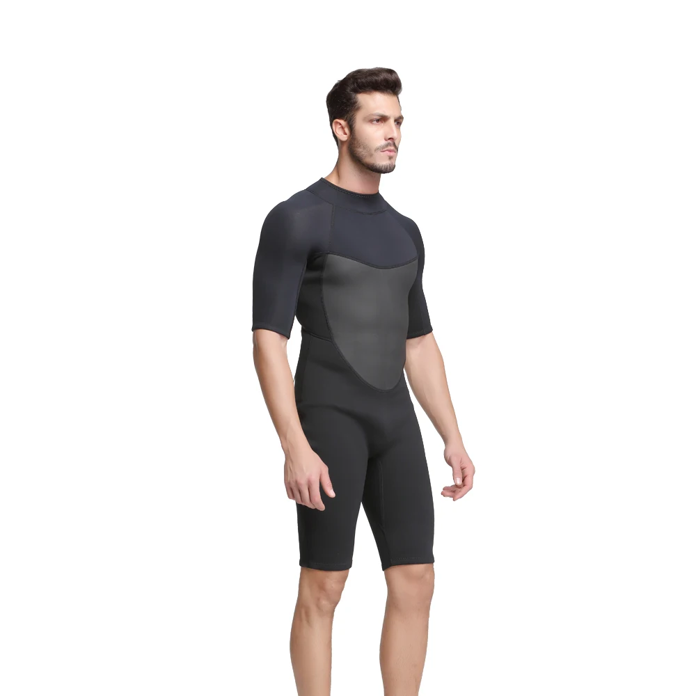 Гидрокостюм мужской SBART 2 мм черный цельный с коротким рукавом для дайвинга |