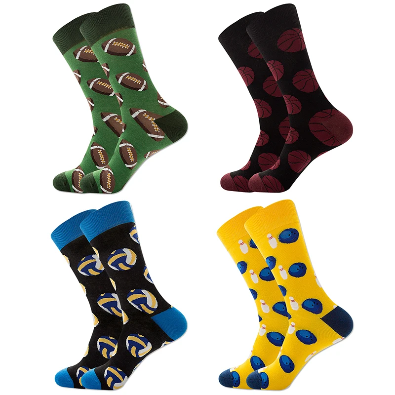 

2021 New Colorful Men Sports Floral Socks Autumn Breathable Crew Homme Sox Comfortable Breathable Funny Jacquard Cotton Socks