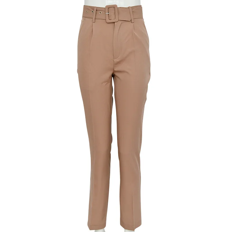 Брюки женские с завышенной талией эластичные повседневные штаны на шнурке