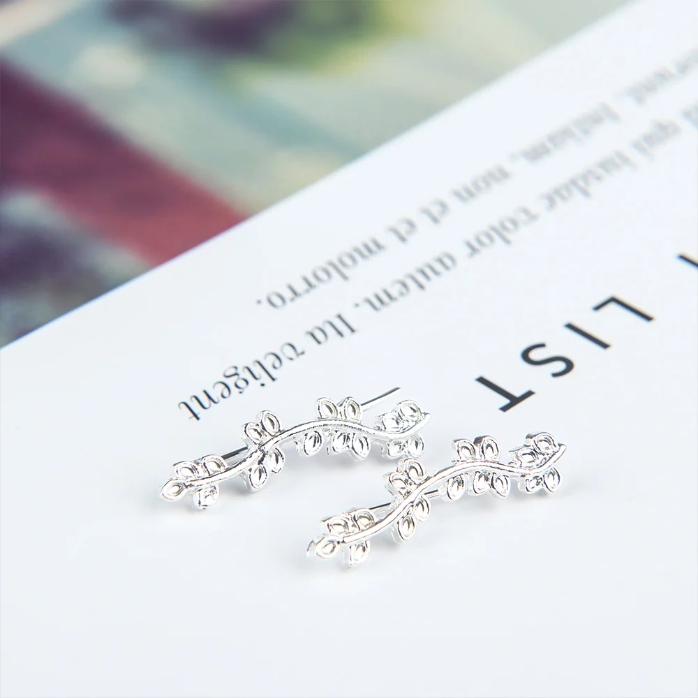 Женские модные серьги с манжетами серьги-гвоздики ушками в виде листьев