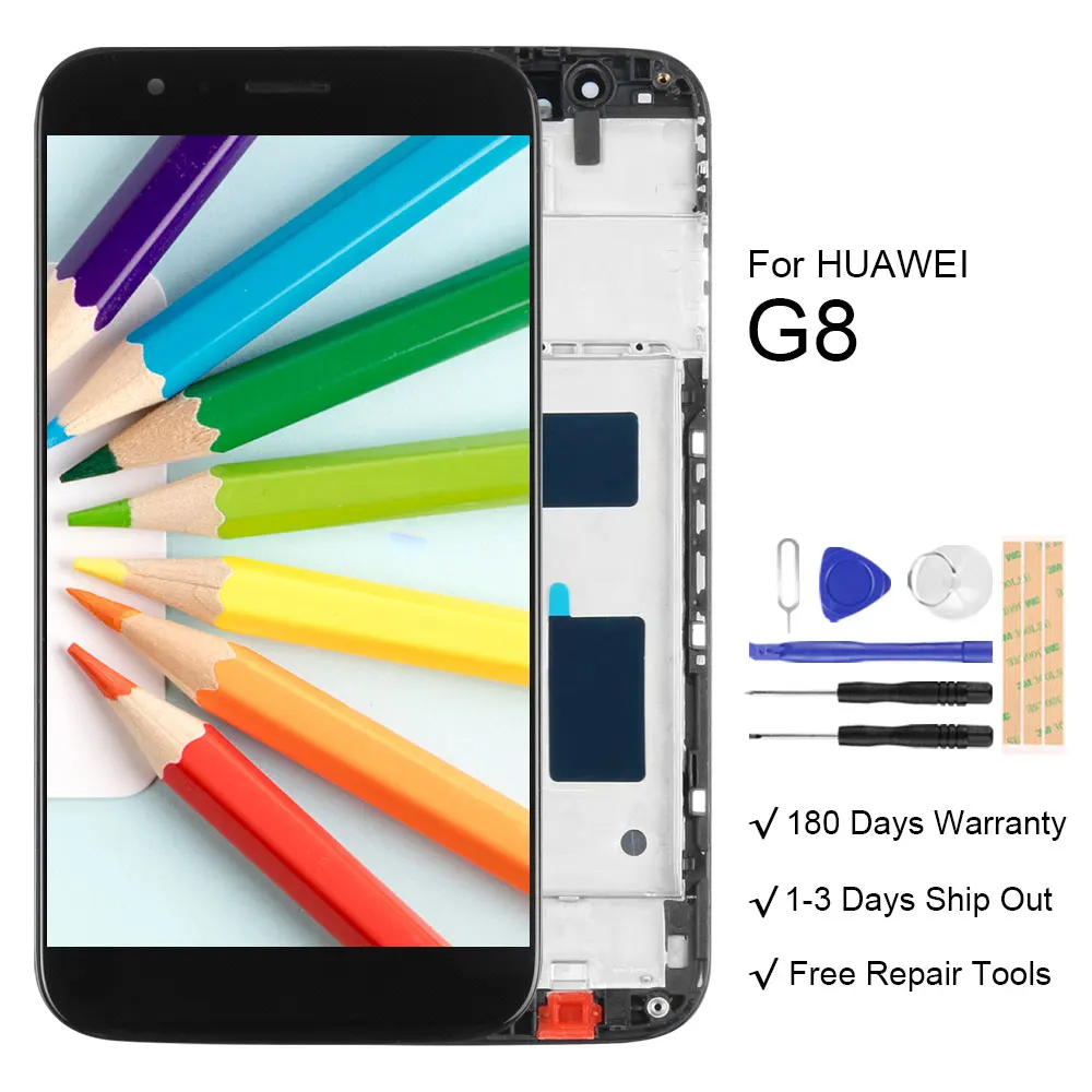 Оригинальный ЖК дисплей для HUAWEI G8 сенсорный экран с рамкой Замена GX8 RIO L02 L01