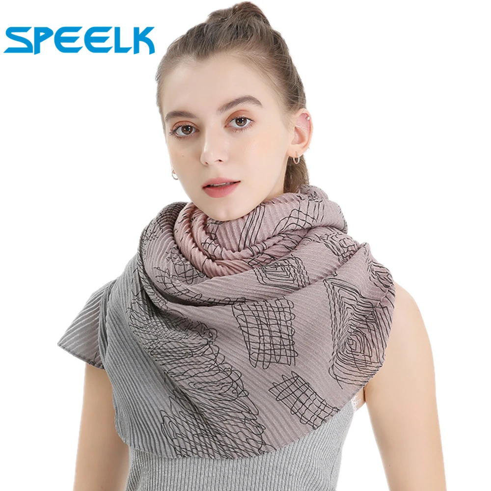 Плиссированные шарфы Прямая поставка с фабрики женские хлопковые и льняные