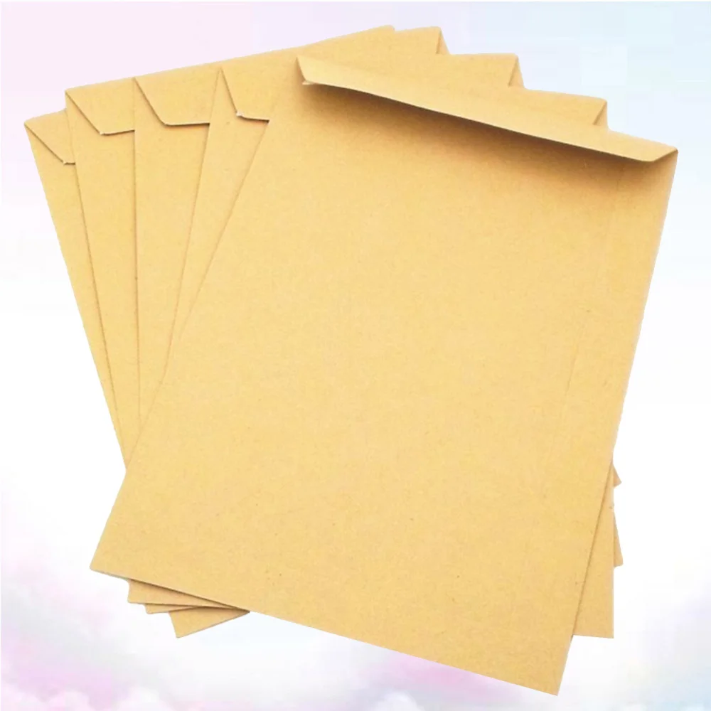 50pcs Kraft Paper Envelope Blank Classic Plain Color Envelopes for Office School Business Letter Storage Envelope (229x162mm)