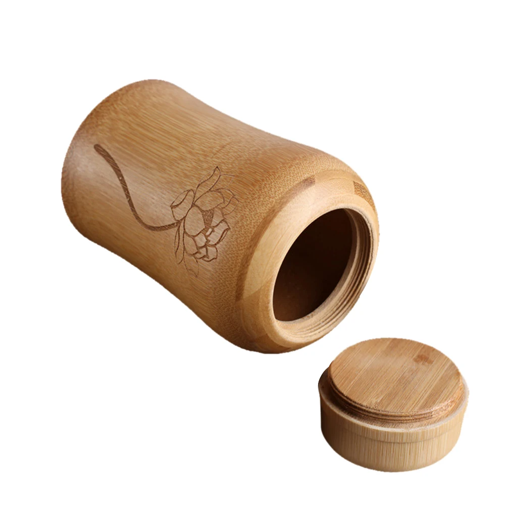

Natural Bamboo Tea Canisters Tea Leaf Container Kitchen Storage Pots Jars